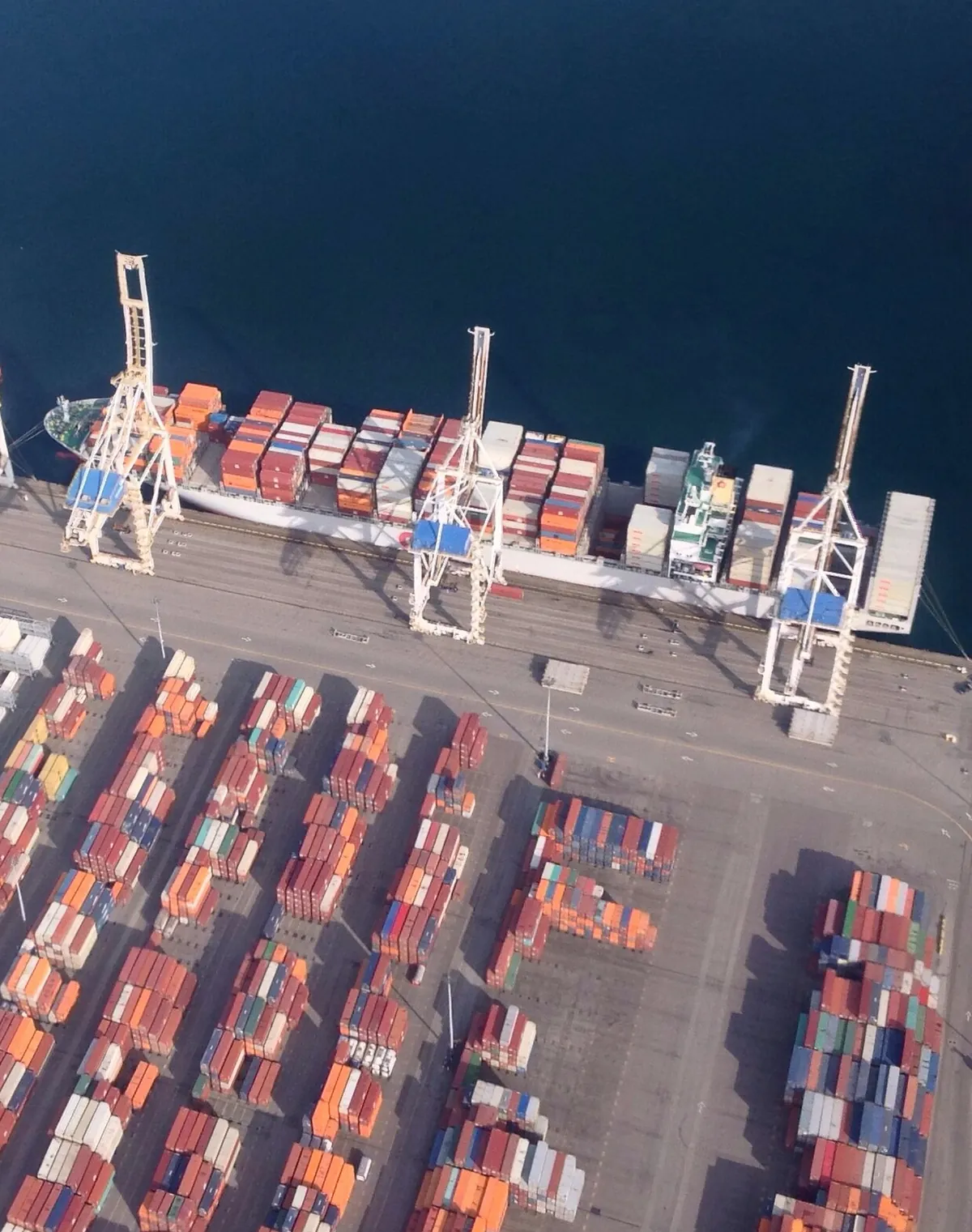 Aerial view of a container terminal