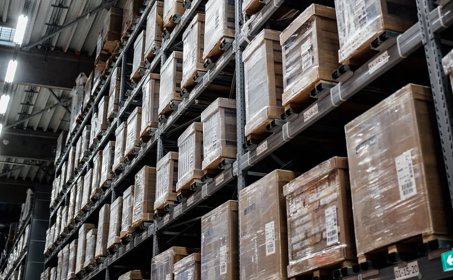 Pallet racking in a warehouse (stock photo)